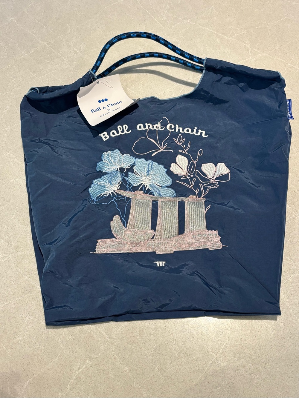 Ball & Chain x Marina Bay Sands Singapore Limited Edition Eco Tote Bag NWT Blue